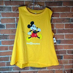 Disney Parks Mickey Mouse Tank Top 1X Yellow NWT Walt Disney World Graphic Shirt